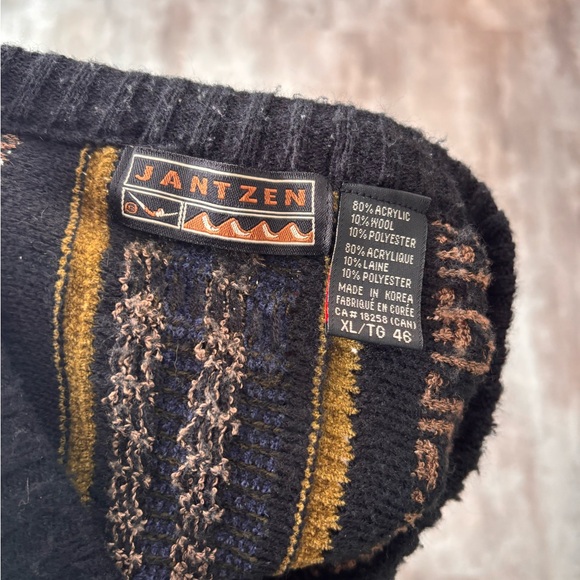 Vintage Jantzen Knit Sweater Mens XL Grandpa V-Neck - Picture 3 of 4